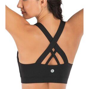 Women's Criss-Cross Back Padded Sports Bra with Removable Cups